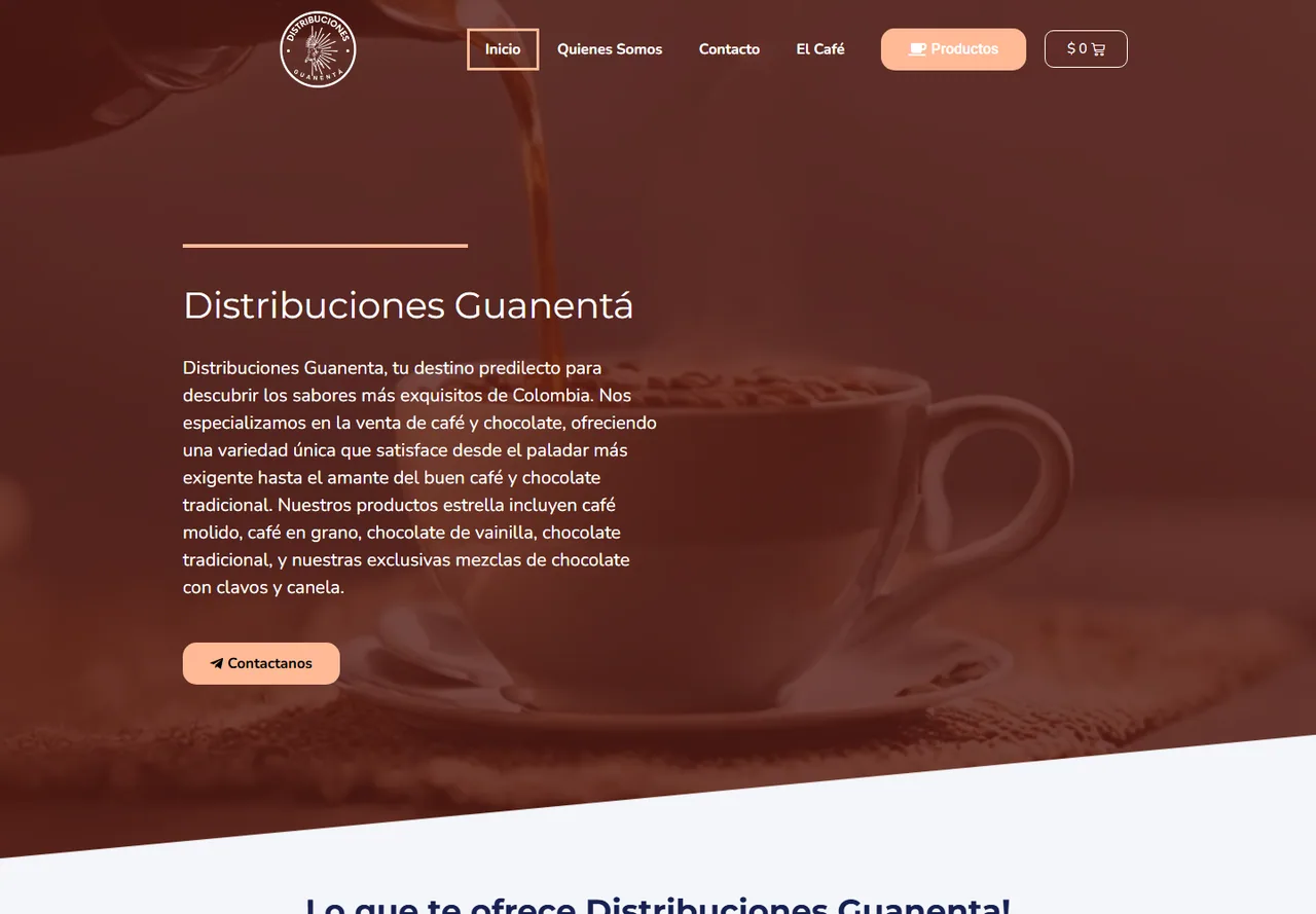 Desktop view of the Distribuciones Guanentá website